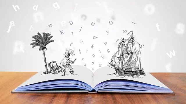 open book with characters coming out of the book